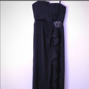 BCBG long strapless dark navy evening dress